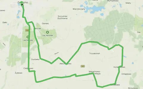 Trasa rowerowa wokół jezior i lasów, prowadząca przez wsie takie jak Gniezno, Las Jelonek i Trzuskołoń. Ciekawa ruta czarna dla miłośników aktywnego wypoczynku.