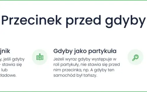 Przecinek przed gdyby: zasady stosowania, gdy pełni funkcję spójnika, partykuły lub w spójnikach zestawionych.