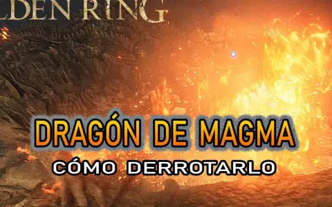 El dragón de magma de Elden Ring, una criatura de fuego y furia, arde en el paisaje.