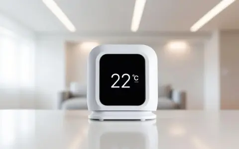 Nowoczesny termometr pokazuje 22°C. Urządzenie pomaga monitorować temperaturę, co jest kluczowe dla oceny współczynnika przenikania ciepła w domu.