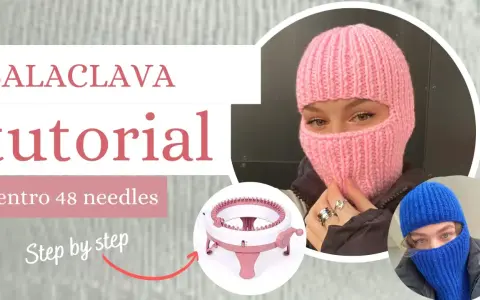 Różowa balaclava na drutach, tutorial krok po kroku z użyciem maszyny Sentro 48.