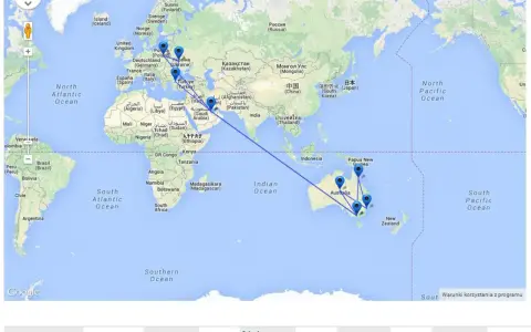 Trasa lotnicza z Europy do Australii. Zobacz, ile się leci do Australii, pokonując 40537 km.