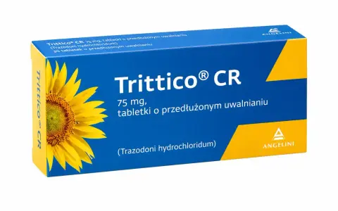 Opakowanie Trittico CR 75 mg, tabletki o przedłużonym uwalnianiu. Warto pamiętać o potencjalnych trittico skutki uboczne.