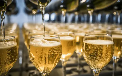 Bubbel hälls upp i glas. En flaska bubbel ger många glas, perfekt för festen!