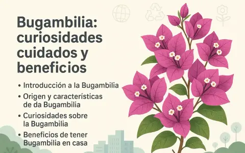 Bugambilia: curiosidades, cuidados y beneficios. Aprende todo sobre esta hermosa planta, desde su origen hasta cómo cuidarla para que florezca.