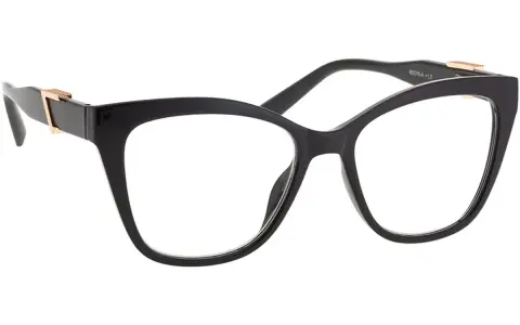 Eleganckie okulary do czytania w czarnej oprawce z złotymi zdobieniami. Czy okulary do czytania to plusy czy minusy? To zależy od potrzeb!