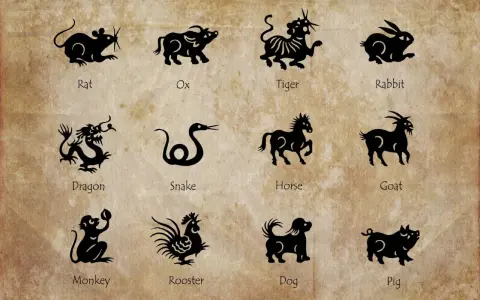 Chiński znak zodiaku 2007: Szczur, Wół, Tygrys, Królik, Smok, Wąż, Koń, Koza, Małpa, Kogut, Pies, Świnia.