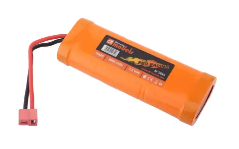 Orange NiMH Akku mit 3000 mAh, 7,2 Volt. Ein starker Akku für RC-Modelle, der eine gute Alternative zu Lipo-Akkus darstellt.