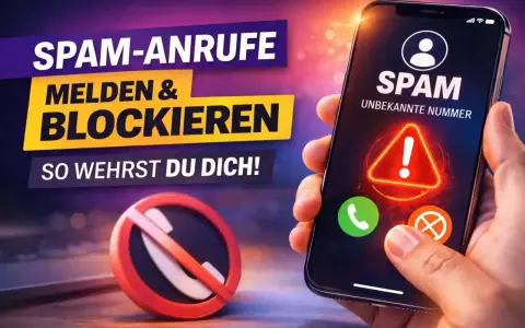 Schutz vor spam-anrufe aktuell: Handy zeigt Warnung für unbekannte Nummer. Ein rotes Verbotsschild für Anrufe symbolisiert das Blockieren.