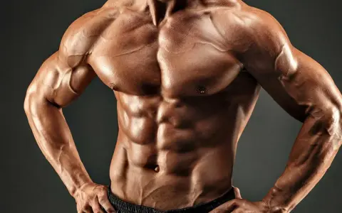 Ein Mann mit einem definierten Sixpack und starker Brustmuskulatur, das Ergebnis harter Arbeit und Disziplin.