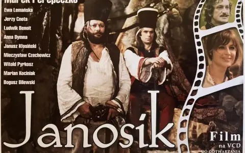 Plakat filmu "Janosik" w reżyserii Jerzego Passendorfera. Marek Perepeczko i Jerzy Cnota w rolach głównych.