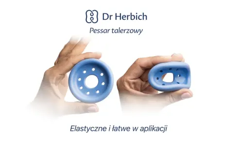 Pessar talerzowy Dr Herbich, elastyczny i łatwy w aplikacji, pomocny przy przepuklinie pęcherza.