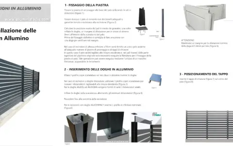 Guida per come fare una recinzione in alluminio: fissaggio pali, inserimento doghe e posizionamento tappi.