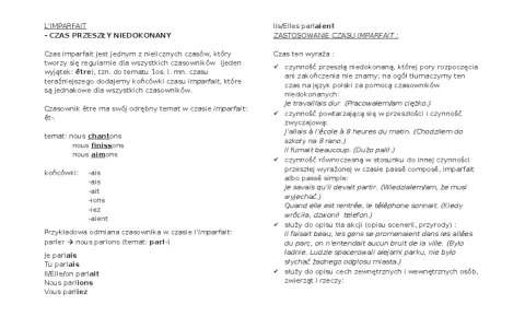 Francuski czas przeszły niedokonany (imparfait) opisuje czynności powtarzające się lub niedokończone w przeszłości.