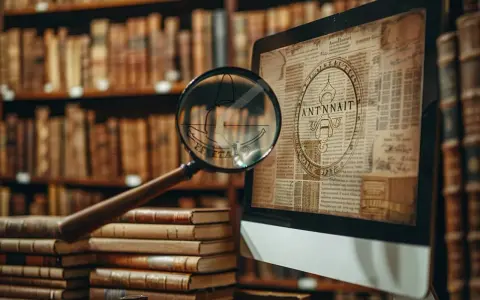 Loupe sur un écran affichant des documents anciens, évoquant la recherche de généalogie italienne gratuite en ligne parmi des livres d'histoire.