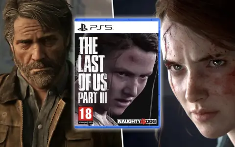 Joel y Ellie, con el logo de The Last of Us Parte III.