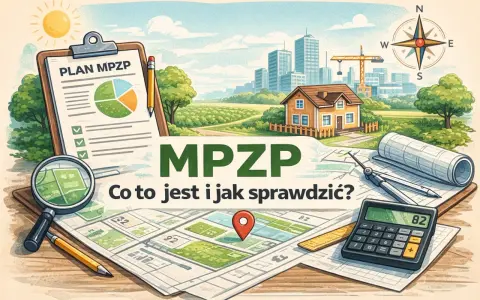 MPZP: co to jest i jak sprawdzić? Plan zagospodarowania przestrzennego, mapa, dom, budowa, lupa, kompas, kalkulator.