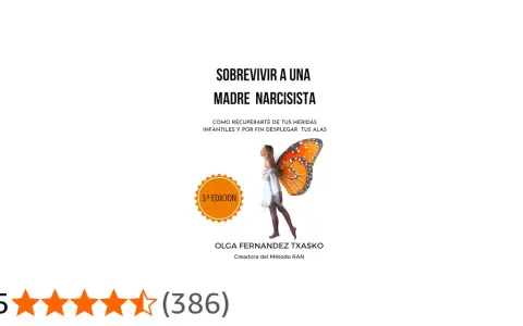 Portada de libro "Sobrevivir a una madre narcisista", con una mujer con alas de mariposa.