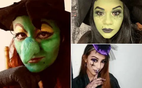 Mujeres con un increíble disfraz de bruja mujer casero, pintadas de verde y con sombreros icónicos.