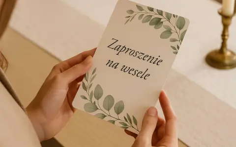 Eleganckie zaproszenie na wesele z motywem liści. Szukasz sposobu, jak sformułować zaproszenie na wesele bez dzieci bez urazy gości?