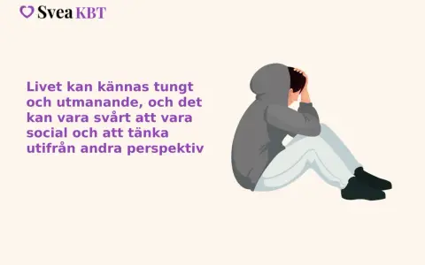 En person sitter hopkrupen, med händerna över huvudet, en bild som kan symbolisera emotionella stress symptom.