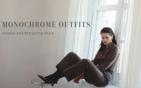 A woman poses in chic monochrome outfits, showcasing a unique and attractive style.