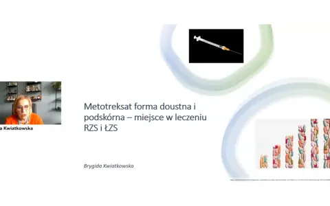 Brygida Kwiatkowska omawia Metotreksat, jedne z najnowszych leków na reumatoidalne zapalenie stawów, w formie doustnej i podskórnej.