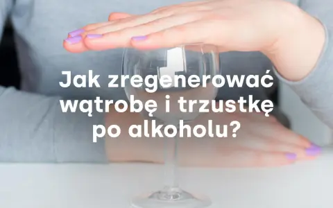 Dłonie chronią puste kieliszki, symbolizując abstynencję alkoholową i regenerację wątroby i trzustki.