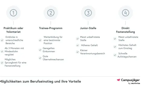 Berufseinstieg: Praktikum, Trainee, Junior-Stelle, Direkt. Was kommt nach Master? Hier sind die Wege zum Erfolg.