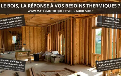 Construction d'une maison en bois, mettant en avant la **résistance thermique bois** pour un confort optimal toute l'année.