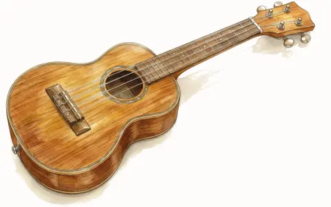 Ein Ukulele, ein beliebtes Musikinstrument, mit wunderschöner Holzmaserung.