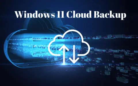 Digitale Wolke mit Pfeilen für Upload/Download, die das Erstellen eines Windows 11 Cloud Backup symbolisiert.