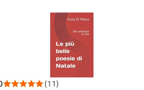 Copertina del libro "Le più belle poesie di Natale" di Giusy Di Marca, con recensione a 5 stelle.