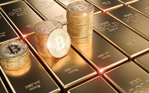Złote sztabki i monety z symbolem Bitcoina, symbolizujące przyszłość finansów, gdzie fiat crypto staje się rzeczywistością.
