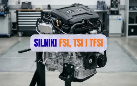 Silnik 2.0 TFSI na stojaku, gotowy do prezentacji technologii FSI, TSI i TFSI.
