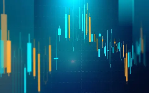 Gráfico de velas japonesas con barras ascendentes y descendentes, simulando la inversión y la rentabilidad en mercados financieros.