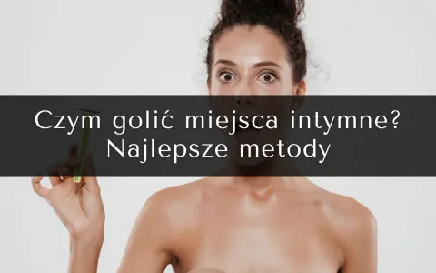 Kobieta z zaskoczonym wyrazem twarzy trzyma maszynkę, zastanawiając się, czy trzeba golić miejsca intymne i jakie są najlepsze metody.