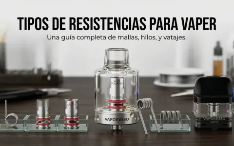 Resistencias para vaper, hilos y herramientas de coil master en exhibición.