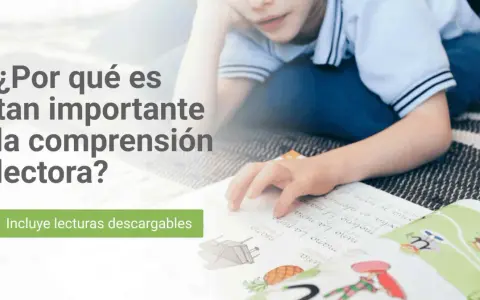 Un niño lee un libro con ilustraciones, fomentando las comprensiones lectoras para 3 primaria. Incluye lecturas descargables.