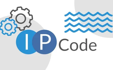 Grafika z kołami zębatymi, literami "IP" i falą, symbolizująca rozwój i innowacje w dziedzinie IP 64.