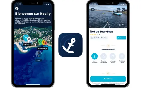 Application Navily : une application pour l'application vitesse bateau, avec cartes interactives, informations sur les mouillages et contribution des utilisateurs.