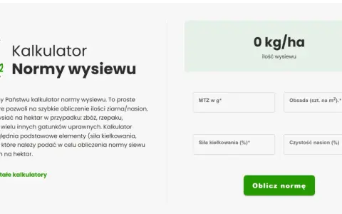 Kalkulator normy wysiewu pomoże obliczyć, ile grochu na hektar wysiać, uwzględniając MTZ, obsadę i siłę kiełkowania.