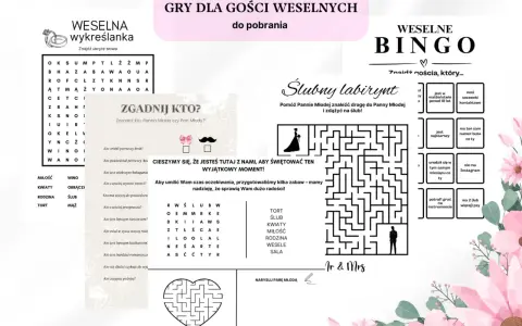 Gry weselne dla gości: wykreślanka, bingo, labirynt i zgadywanki. Zabawy, które umilą czas oczekiwania na ślub i sprawią radość!