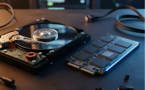 Un disque dur externe SSD et un HDD côte à côte, prêts pour le stockage de données.