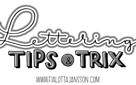 Graffiti på papper med texten "Lettering TIPS & TRIX" och webbadressen www.fialottajansson.com.