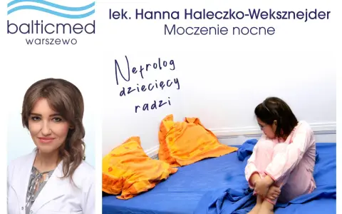 Lekarka radzi na moczenie nocne u 7 latka. Smutna dziewczynka siedzi na łóżku.