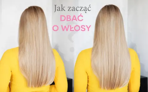 Dwie fryzury blondynki. Po lewej włosy wyglądają na zniszczone, po prawej są lśniące i zdrowe. Dowiedz się, jak dbać o włosy, by osiągnąć taki efekt.