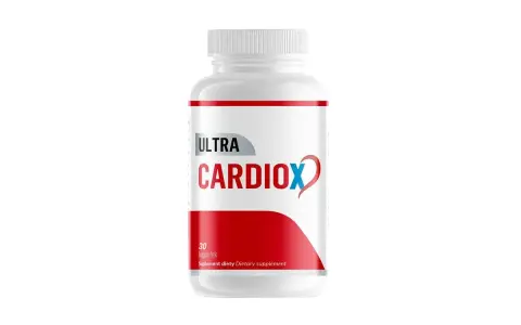 Biała butelka suplementu diety CardiOx z czerwono-niebieskim logo i napisem "ULTRA CARDIOX".