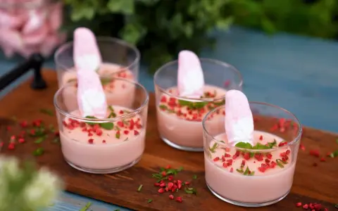 Söta desserter med rosa fluff och strössel, perfekta att baka skumtomtar till.