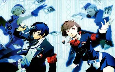 Personajes de Persona 3 Portable, con cartas flotando. ¿Cuáles serán sus respuestas?
